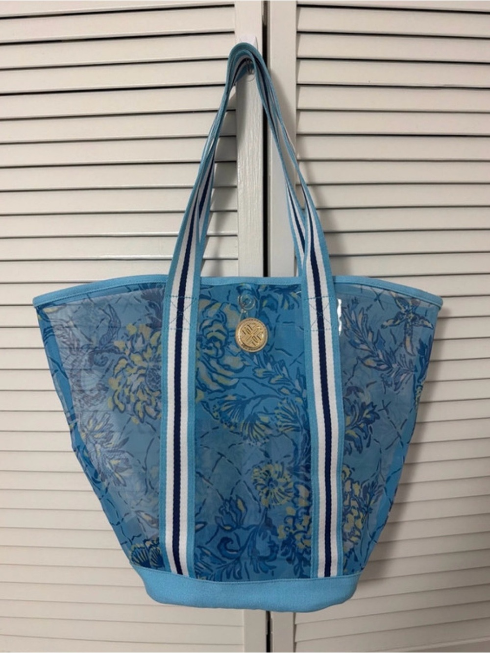 NWOT Lilly Pulitzer Blue Floral Mesh Tote Bag